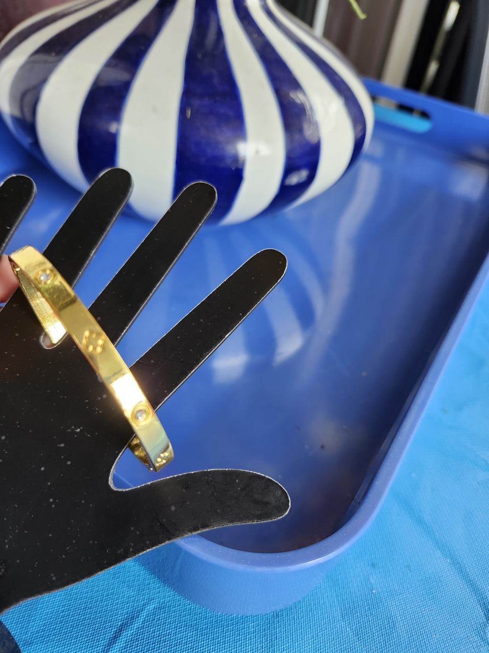 Gold Screw Accent Bangle Bracelet/ Stainless Steel